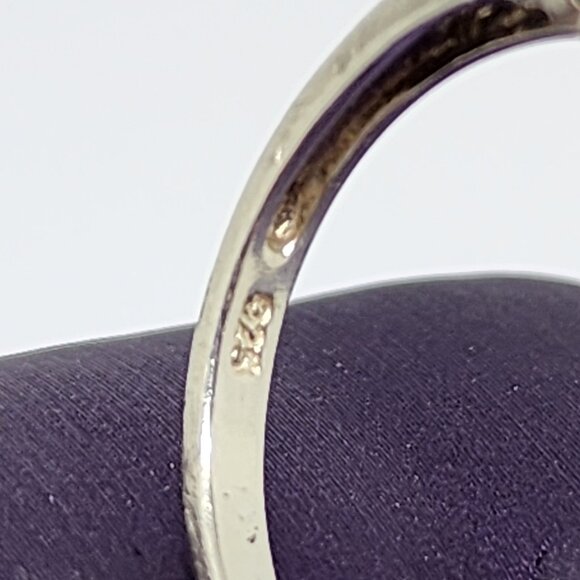 Vintage Oval Dark Bllue Solitaire Prong Set Sterling Silver Ring SZ 8 - Picture 6 of 9